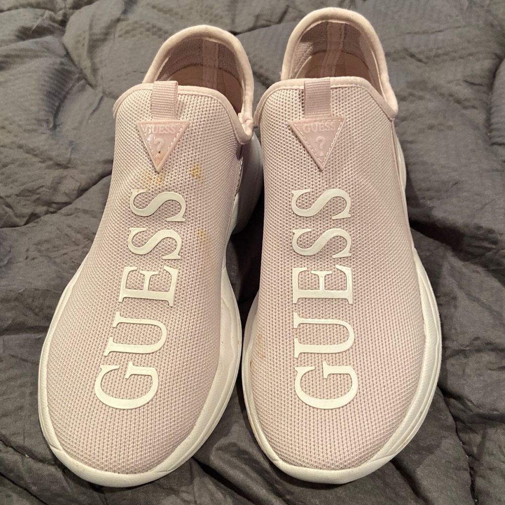 Guess Slip-On Athletic Sneakers in Light Pink and White